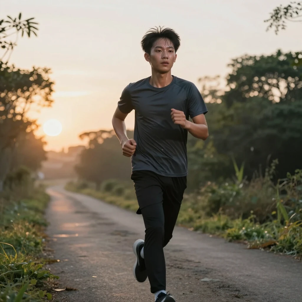 Beginner jogging on a nature trail