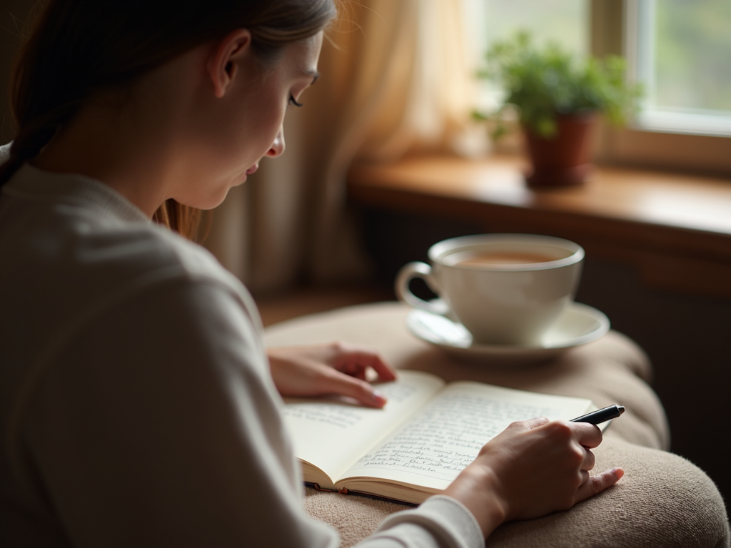Person writing in a gratitude journal