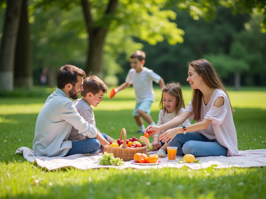 Family picnic in the park.
