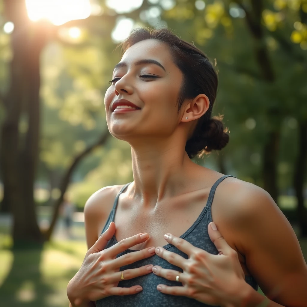 Person practicing deep breathing to manage stress from chronic illness