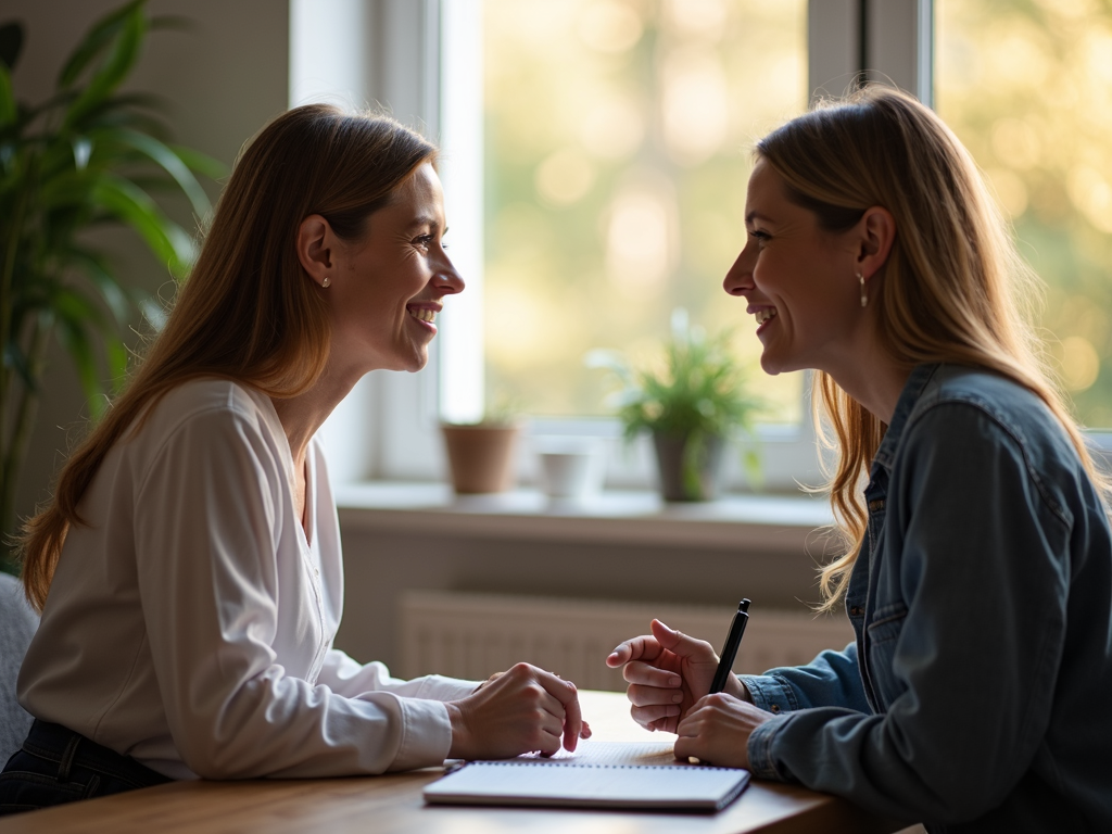 Therapist and client collaborating in a therapy session