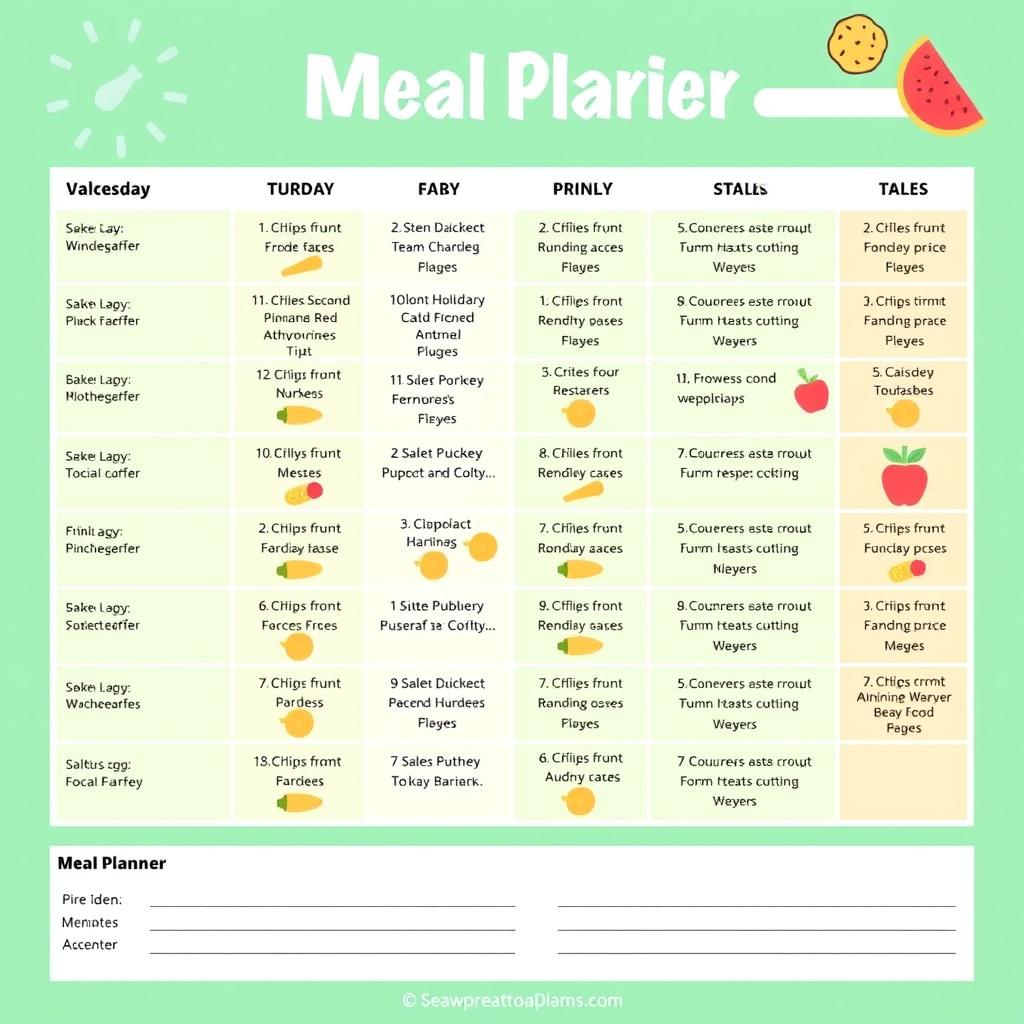 A well-organized weekly meal planner with allergen-free food options
