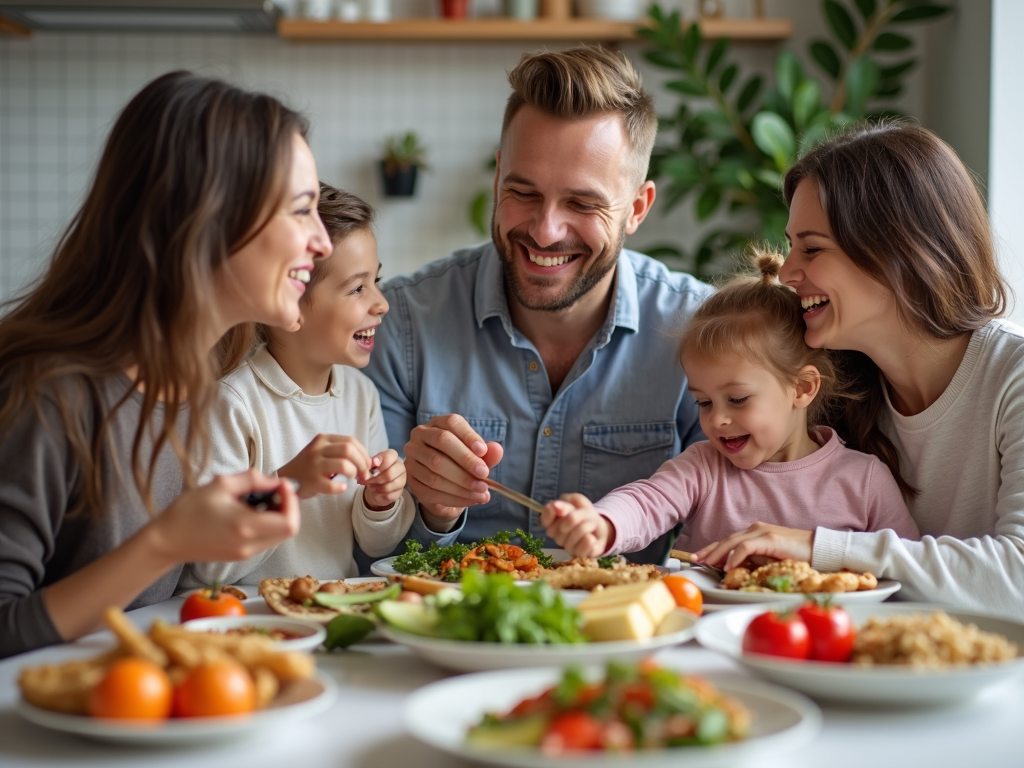 Family enjoying healthy meal together