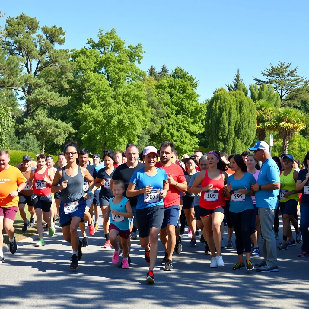 Runners gathering at the start of a local 5K race event