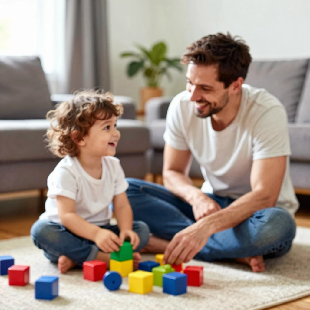 Parent and child engaging in positive playtime on the floor