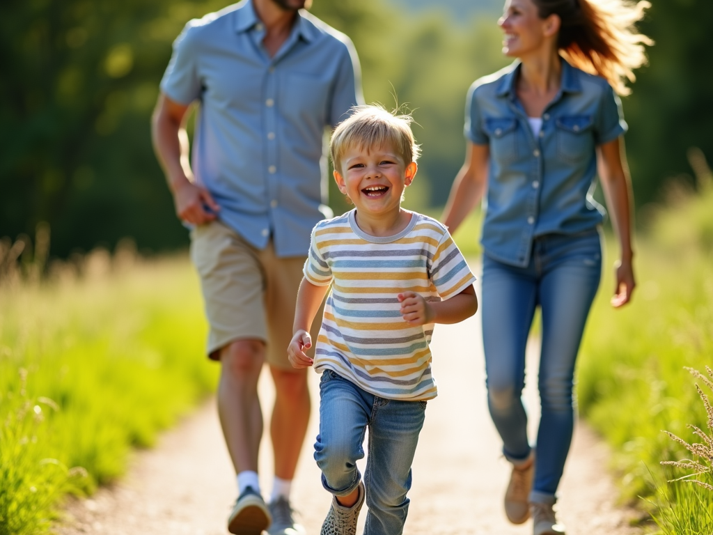 Family enjoying a fun run together