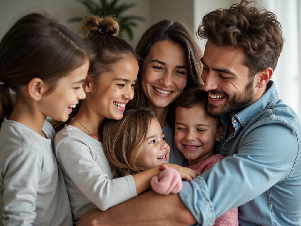 Family expressing emotions in a healthy way.