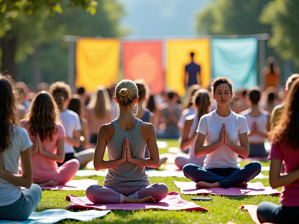A diverse group of people engaging in a community wellness program.