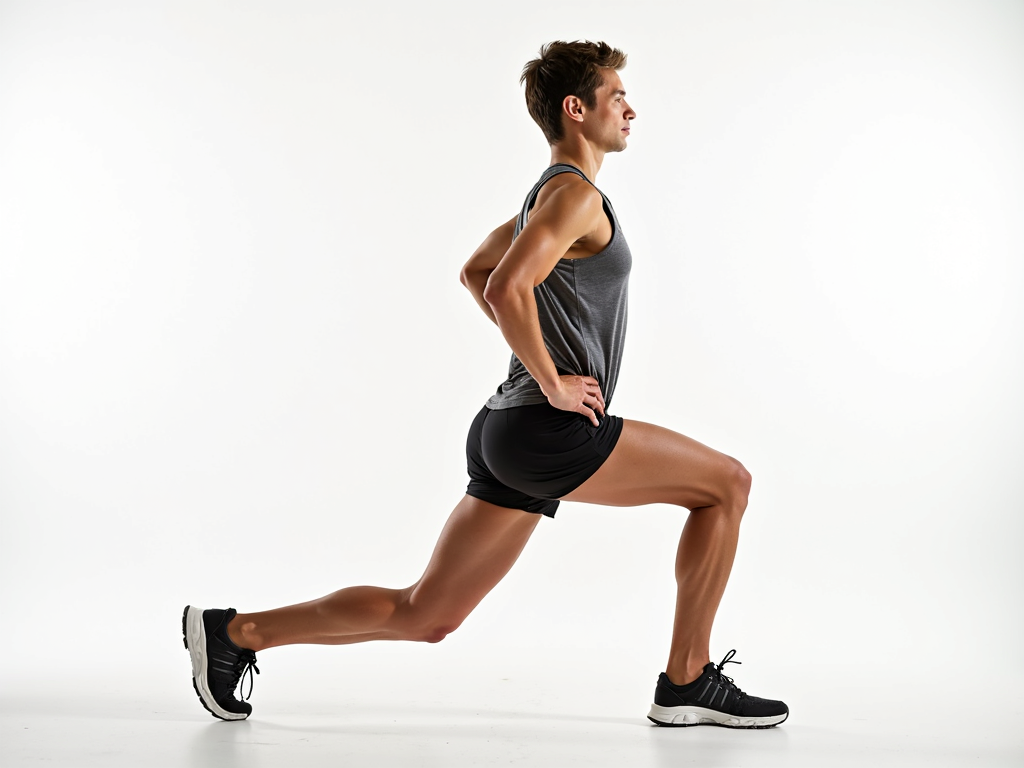 Runner stretching hip flexors