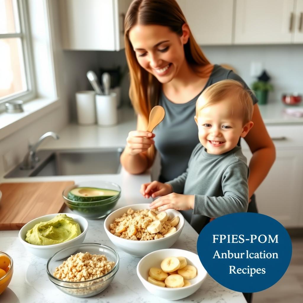 Parent and child preparing FPIES-friendly recipes in a bright kitchen