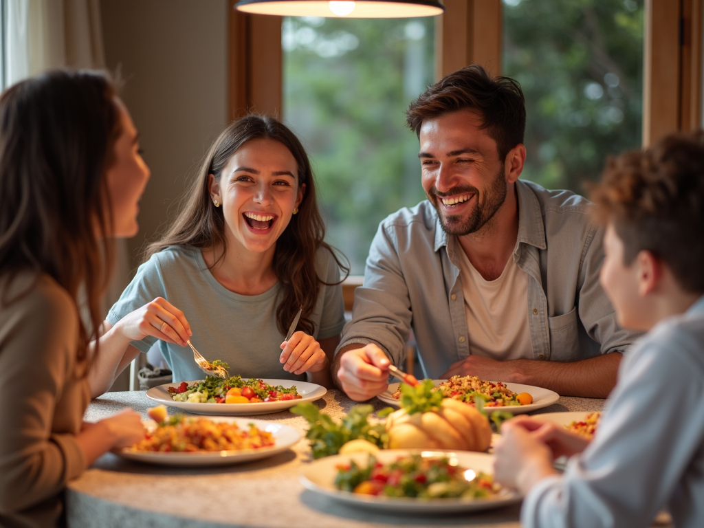 Family enjoying a healthy meal together