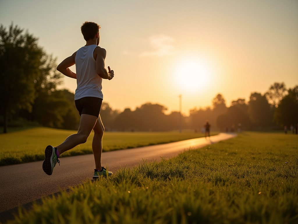 Runner cooling down after a run.