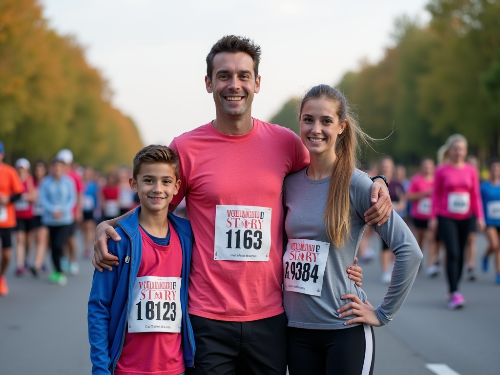Family ready to start their first 5K race