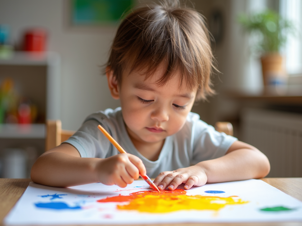 Child engaged in art therapy