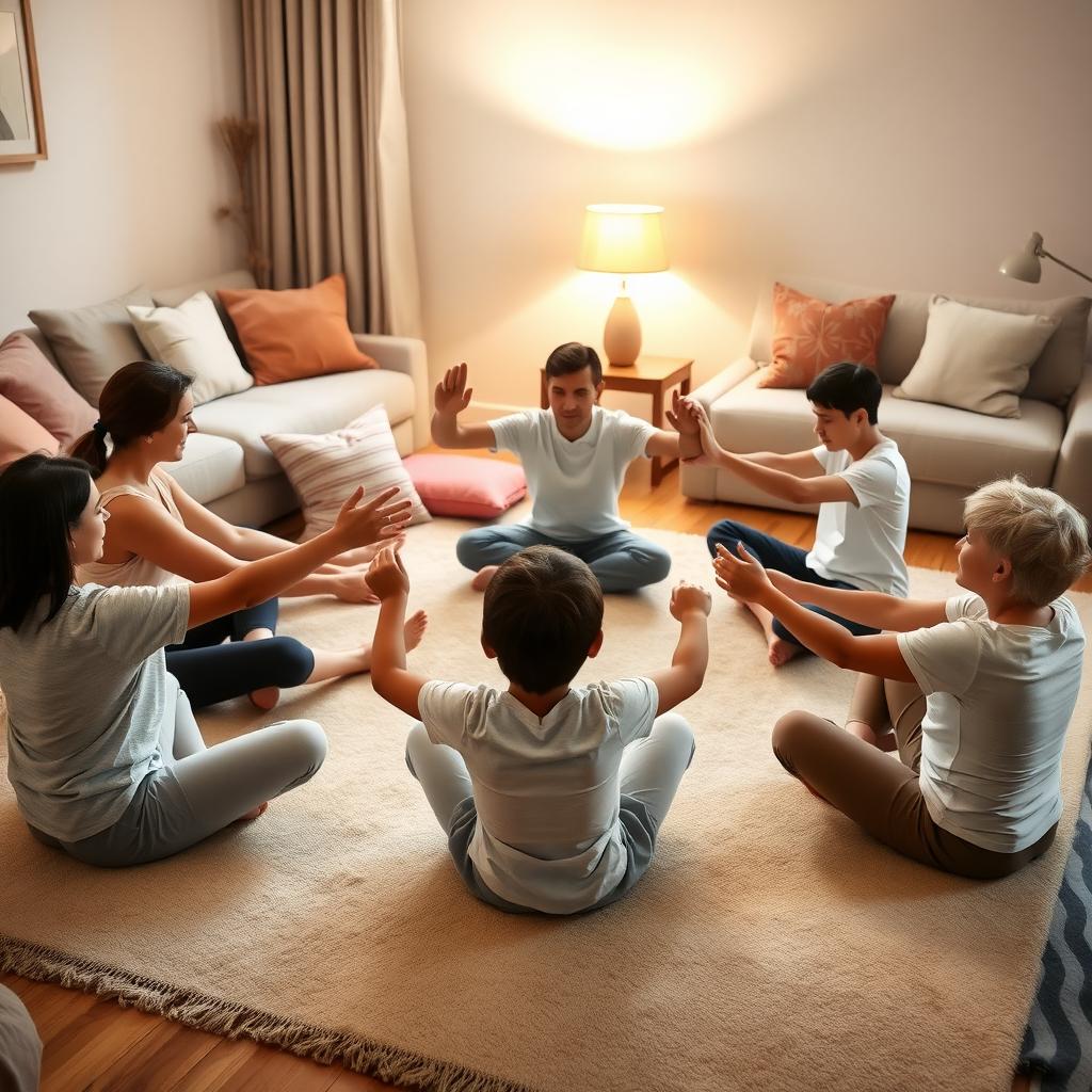 A family engaging in mindfulness activities, showcasing the role of routines in enhancing family wellness.