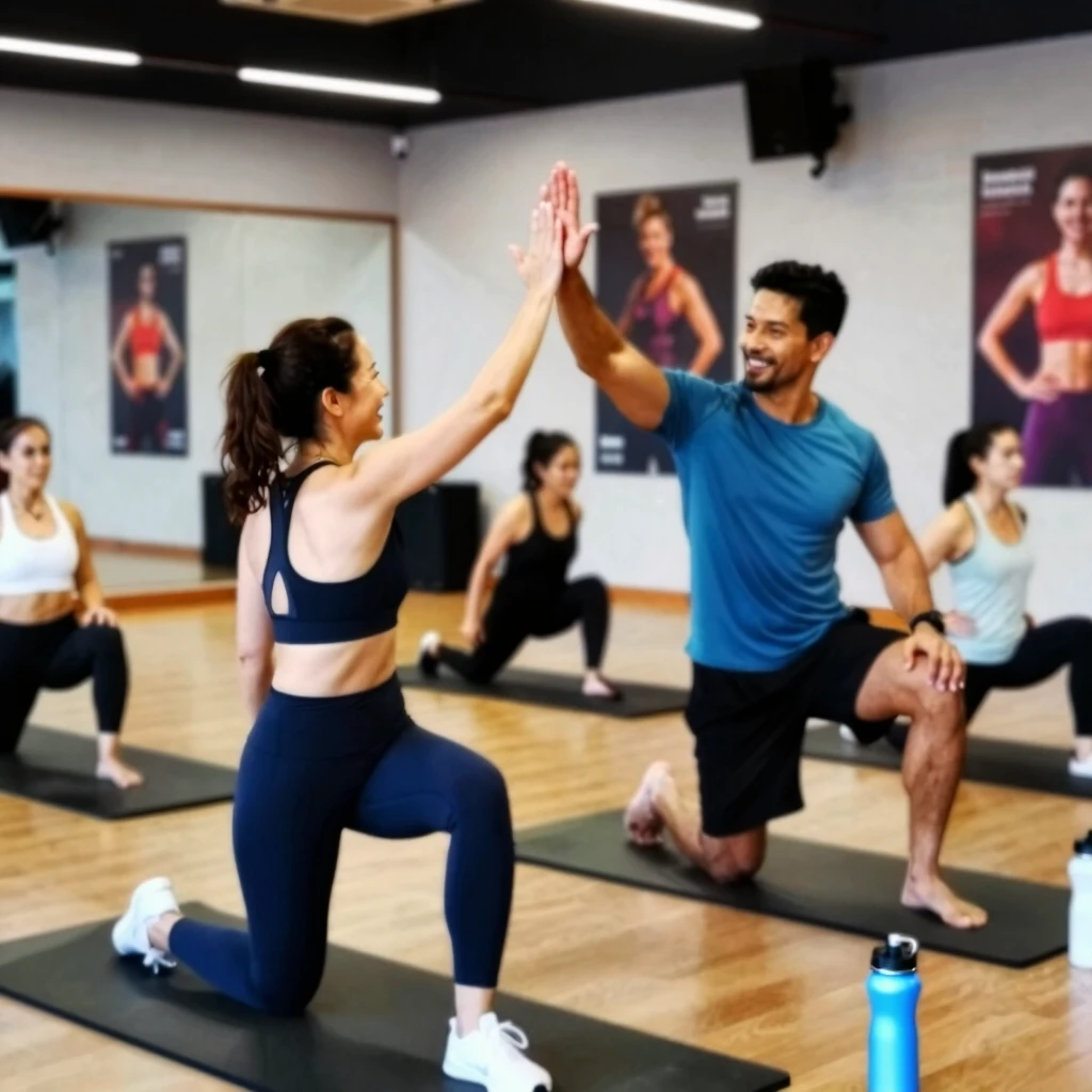 Participants celebrating the end of a 30-day fitness challenge