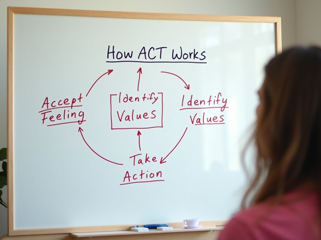 Whiteboard diagram explaining ACT process