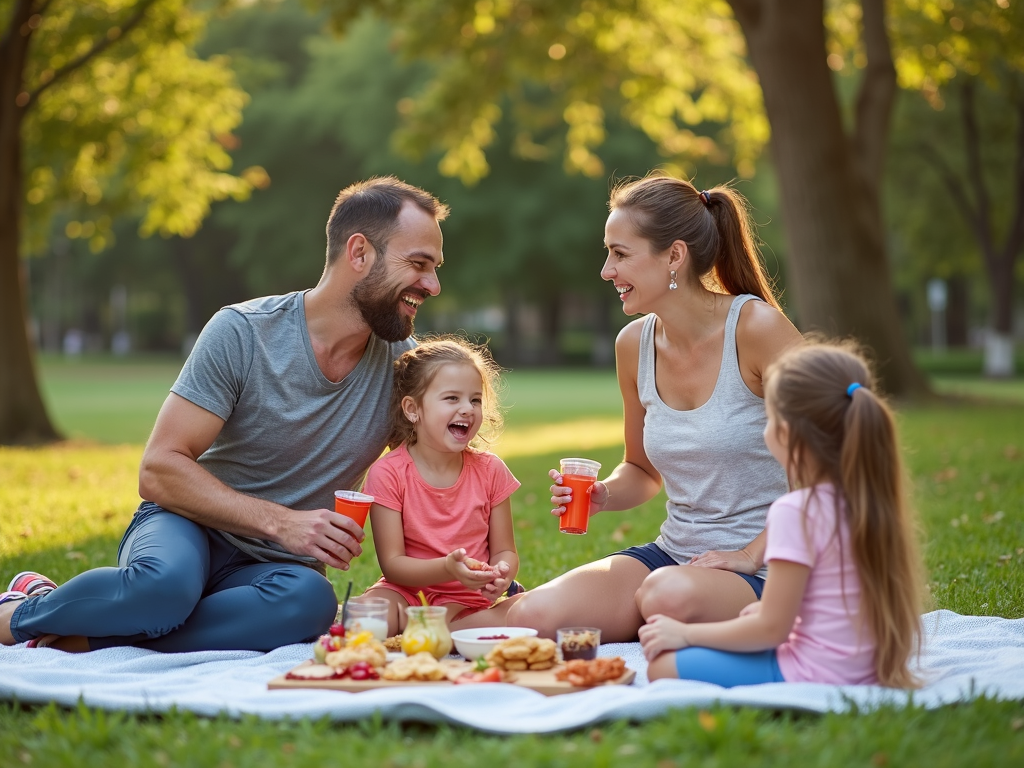Family picnic after a run