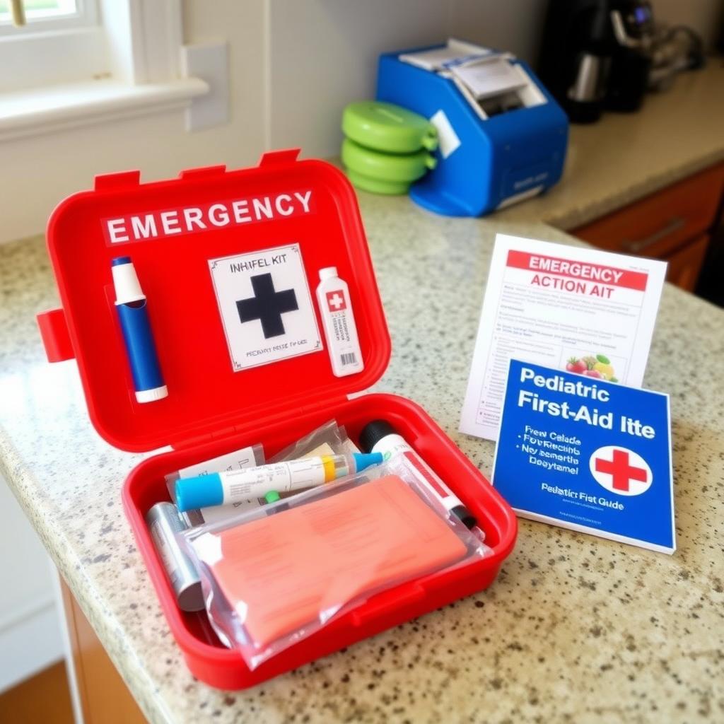 Emergency medical kit prepared for a child with a chronic condition.