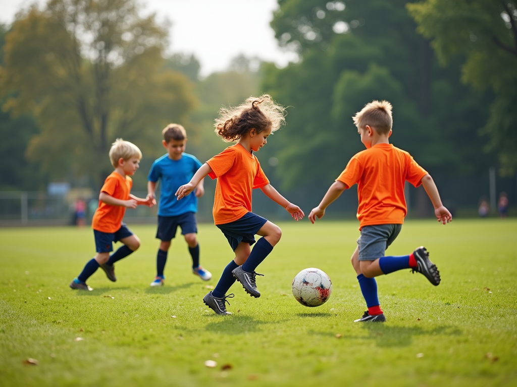 Kids playing soccer