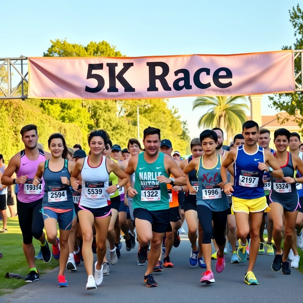 Runners gathered at the start of a 5K race