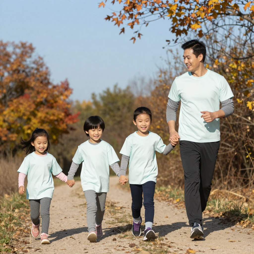 Family enjoying a 5K fun run together