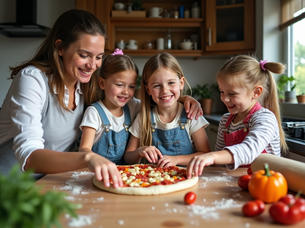 Family cooking together in the kitchen