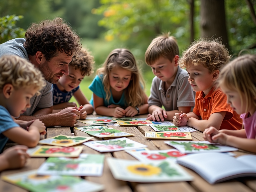 Family choosing garden plants