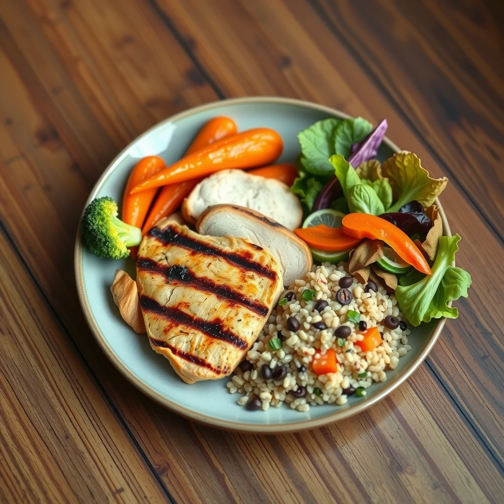 Healthy balanced meal for weight management