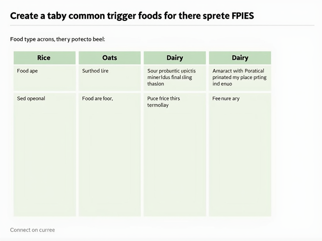 Table of common trigger foods for chronic FPIES