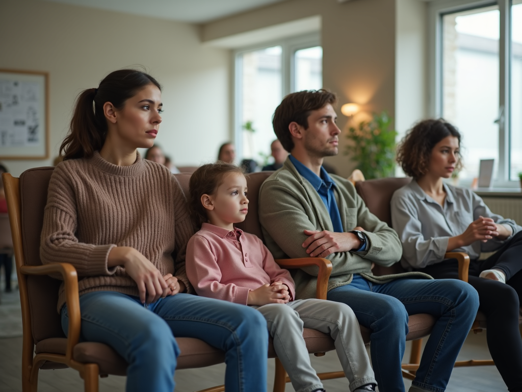 Family preparing for therapy session