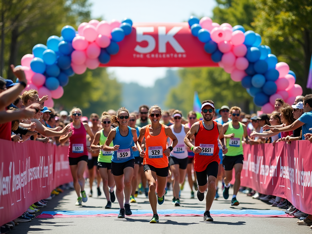 Runners finishing a themed 5K race