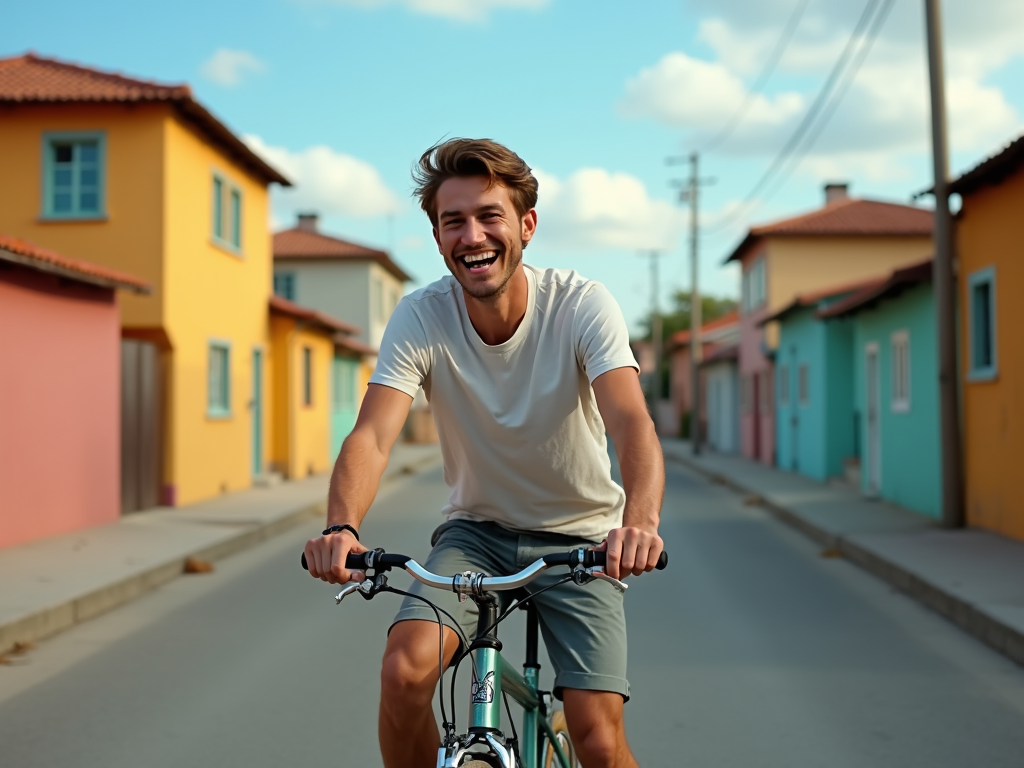 Man cycling on a quiet street