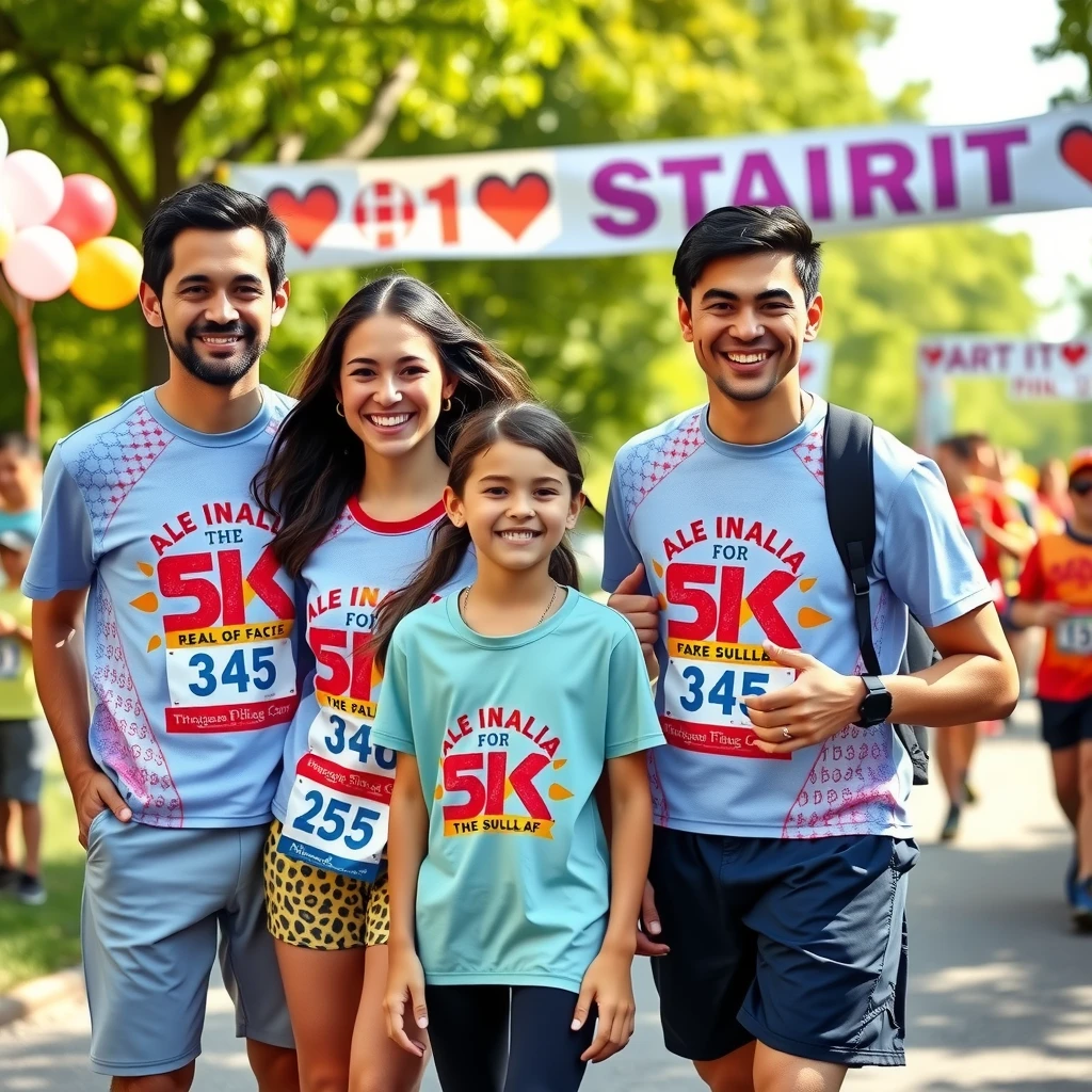 Family excited at the start of their first 5K race