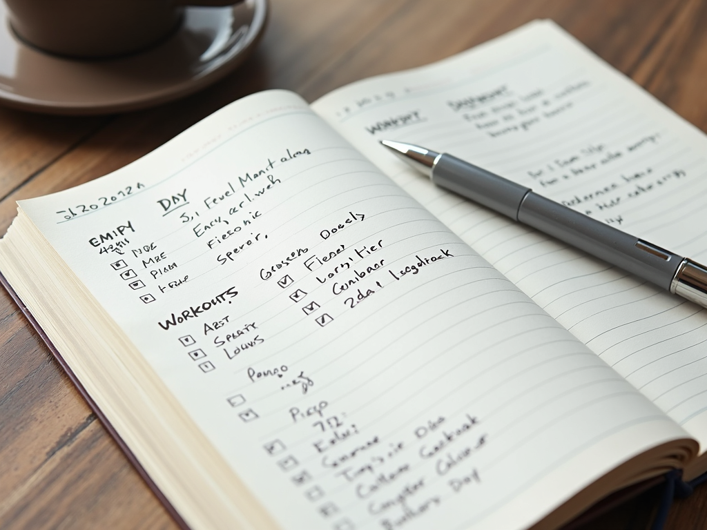 Fitness journal for tracking progress.