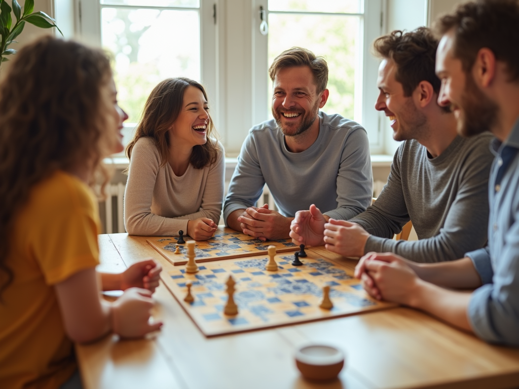 A family bonding over a shared activity.