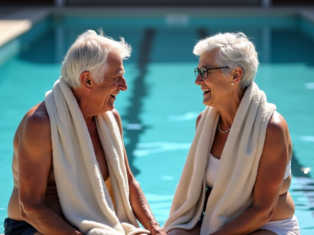 Seniors bonding after a swim session.