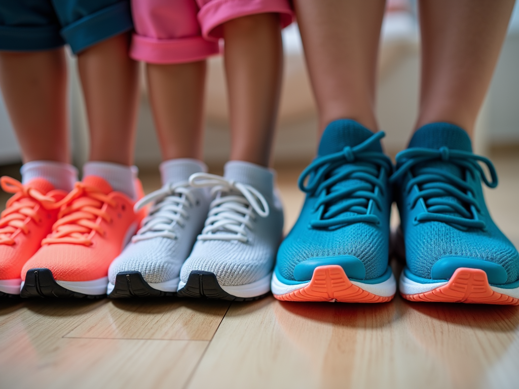 Variety of running shoes for family members