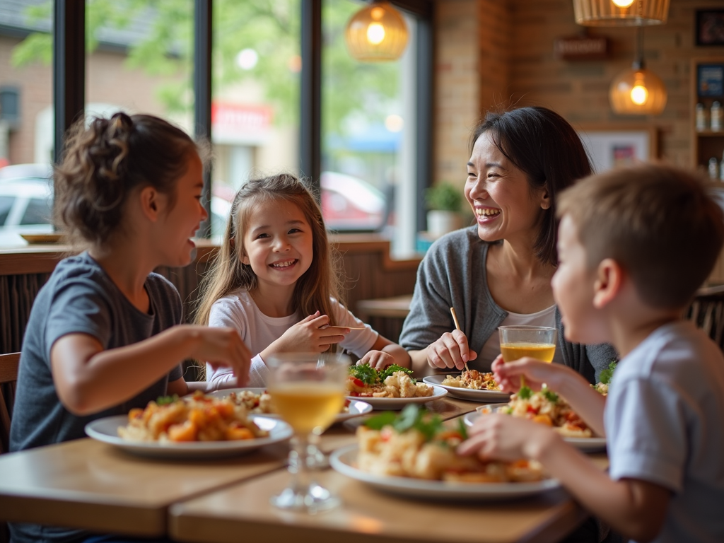 A family dining out confidently post-immunotherapy