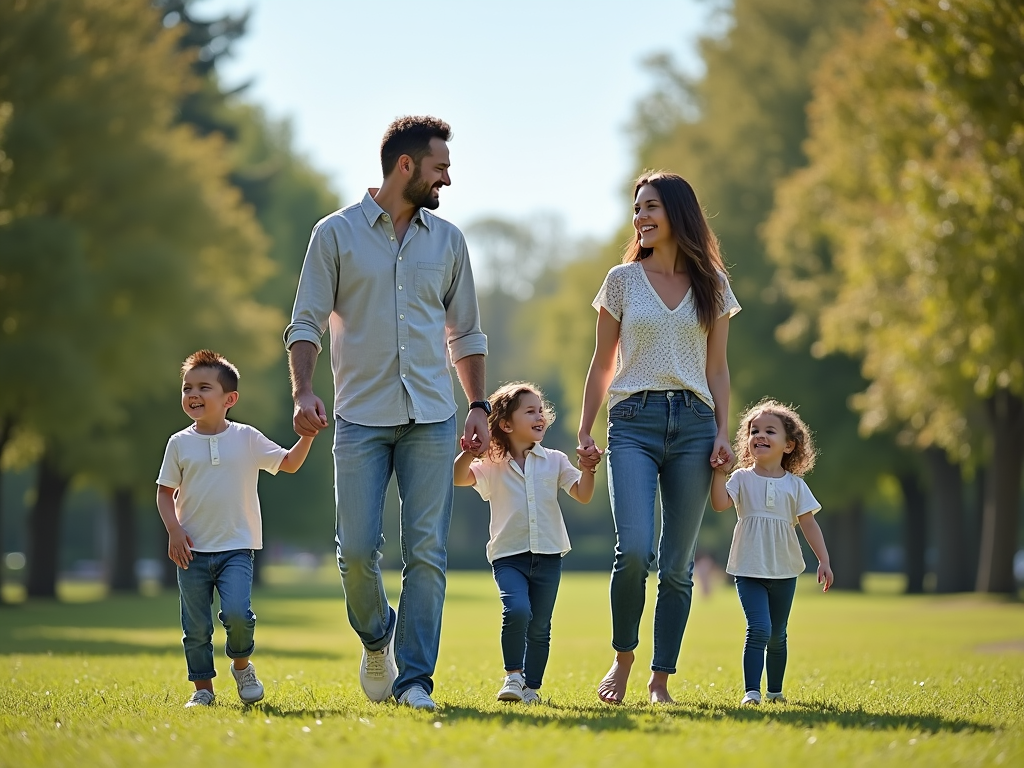Family walking in the park