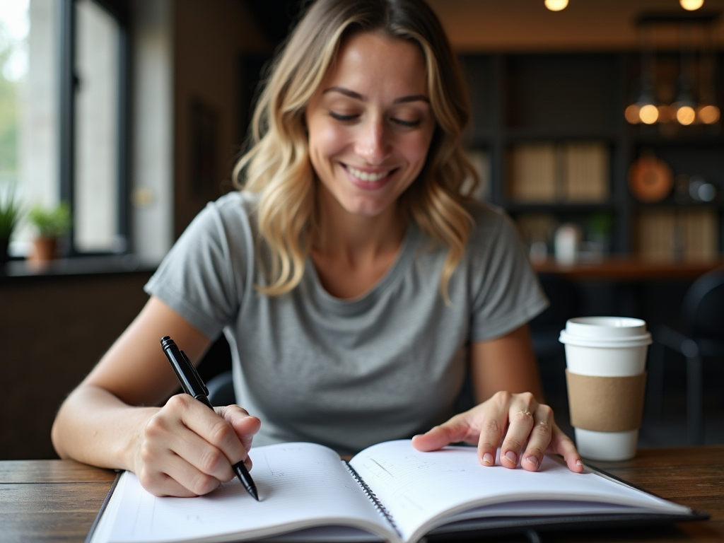 Tracking fitness progress in a workout journal.