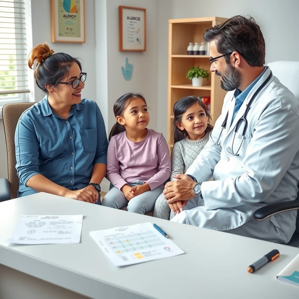 Family consulting a pediatric allergist about managing FPIES