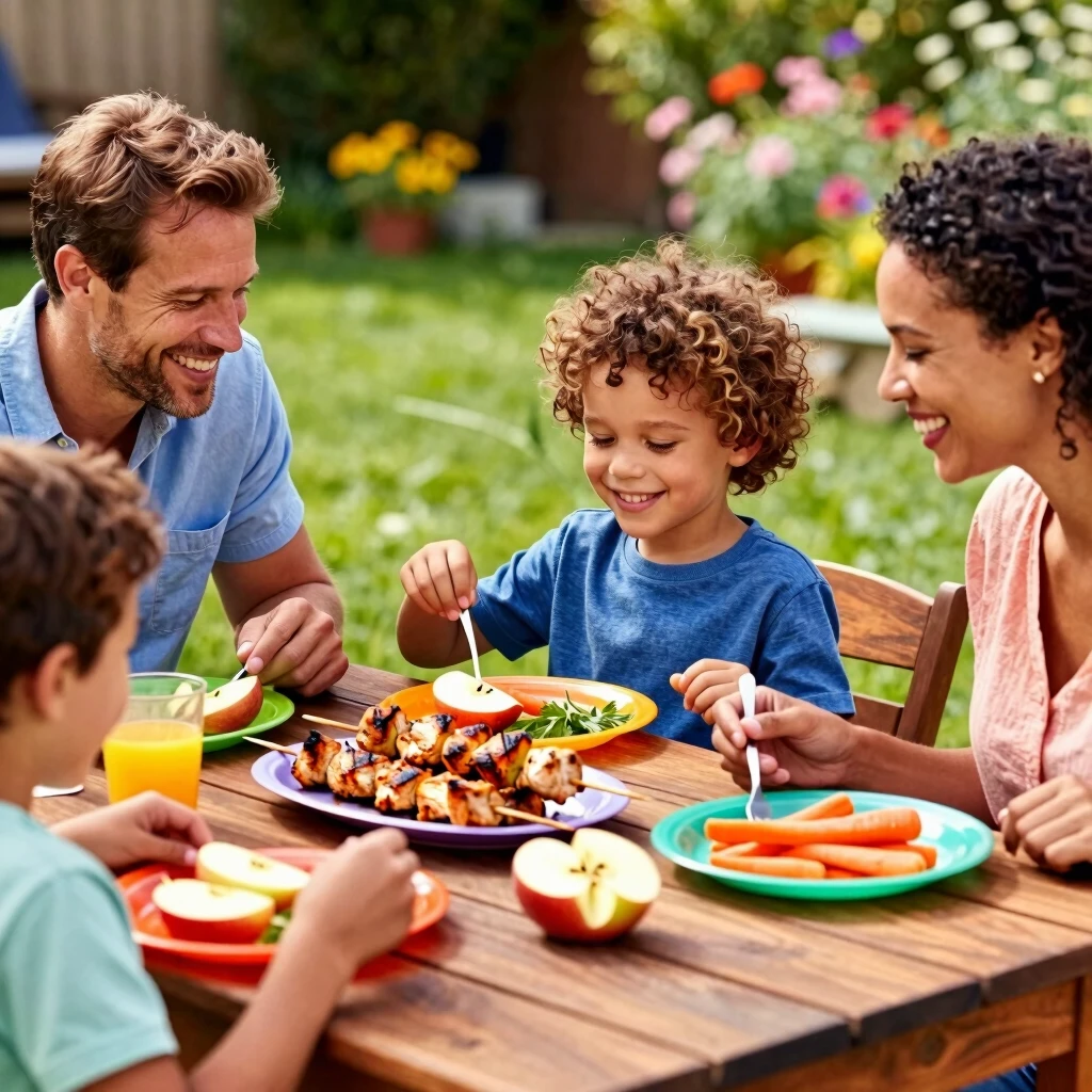 Family enjoying a safe outdoor meal free from FPIES worries