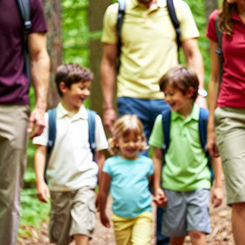 Family enjoying a nature hike for wellness