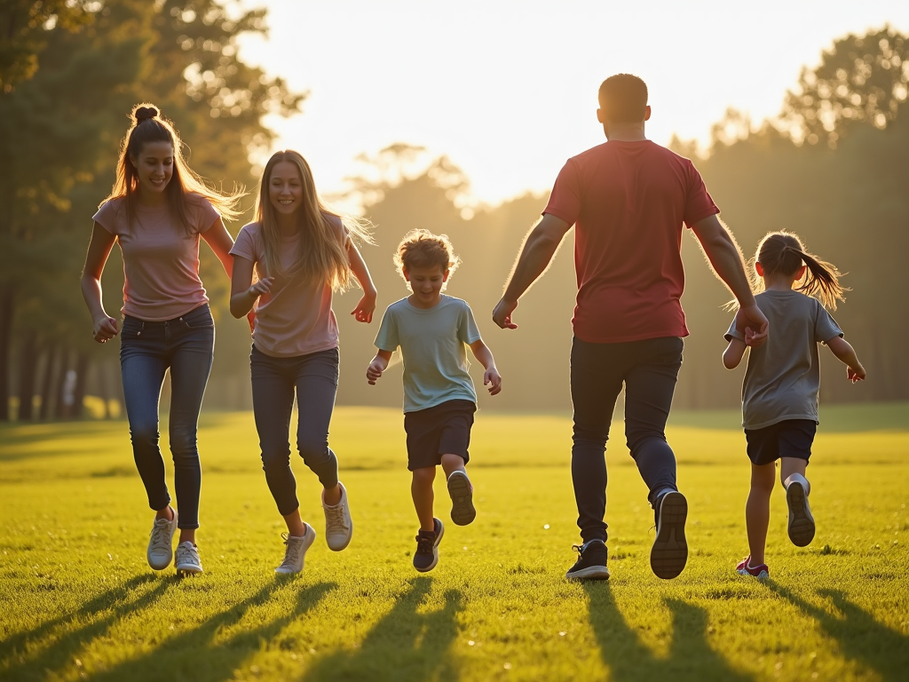 Family at park boot camp
