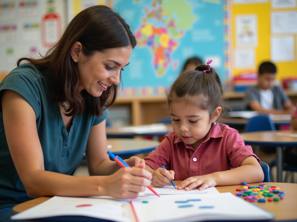 Teacher using ABA techniques with a student
