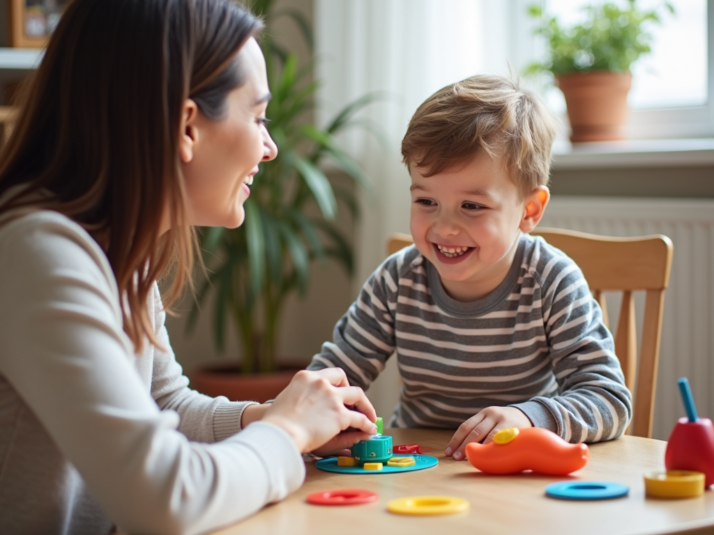 Therapist using ABA techniques with a child