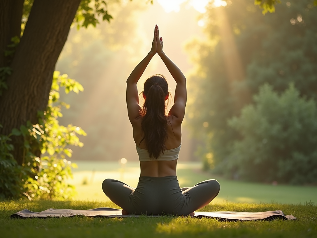 Person doing gentle yoga outdoors