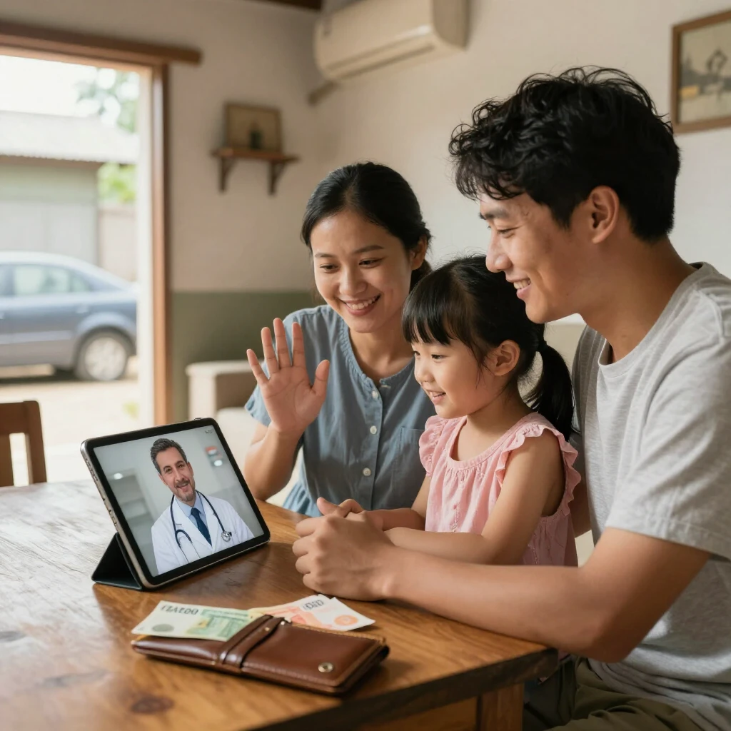Family overcoming economic barriers through telemedicine