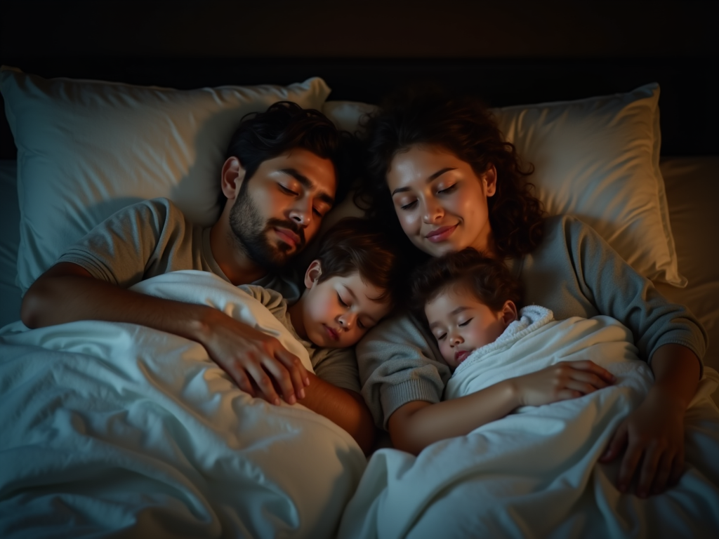 A family enjoying restful sleep
